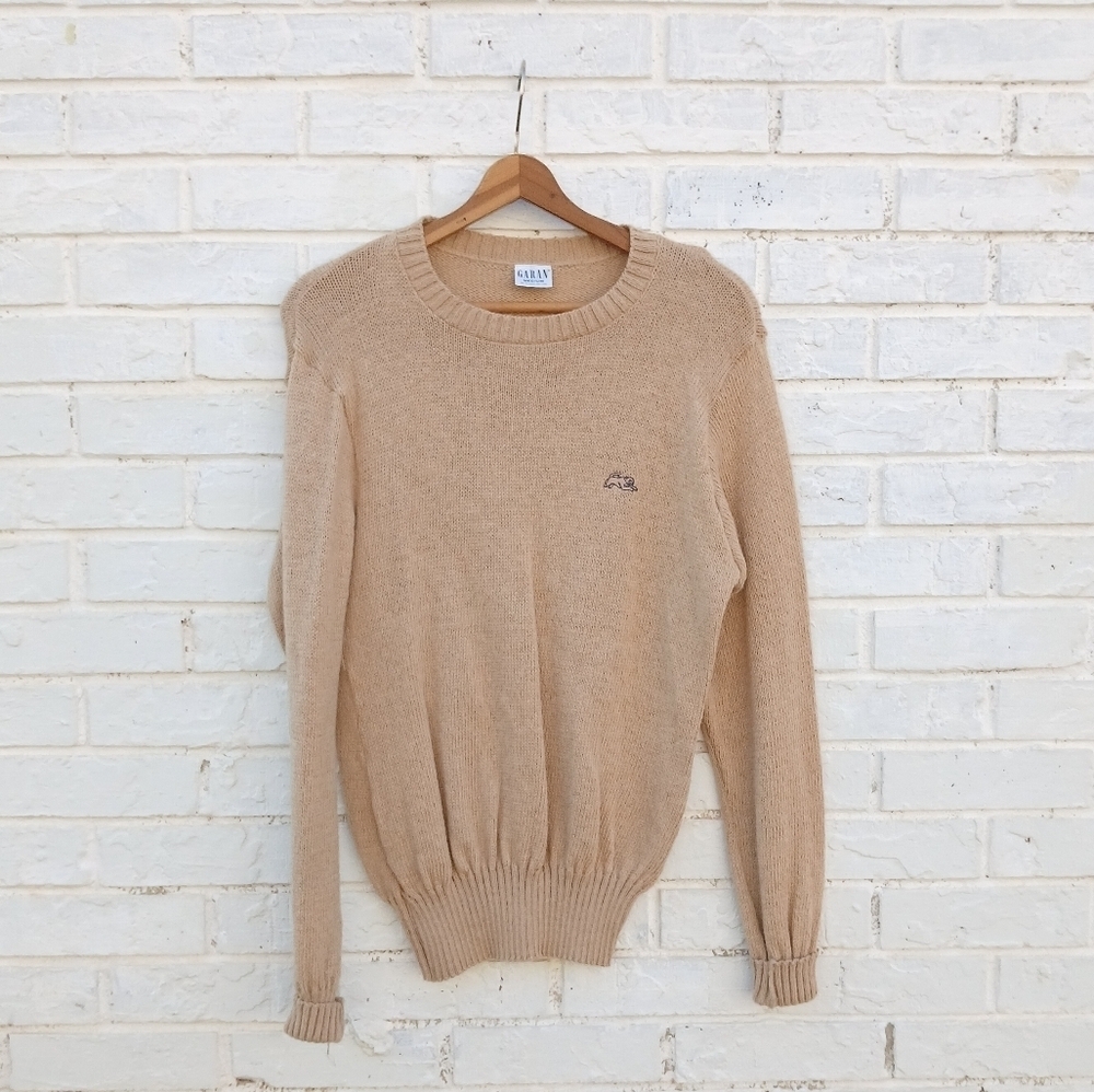 Vintage Garan Sweater Pullover Crewneck Wool Tan
